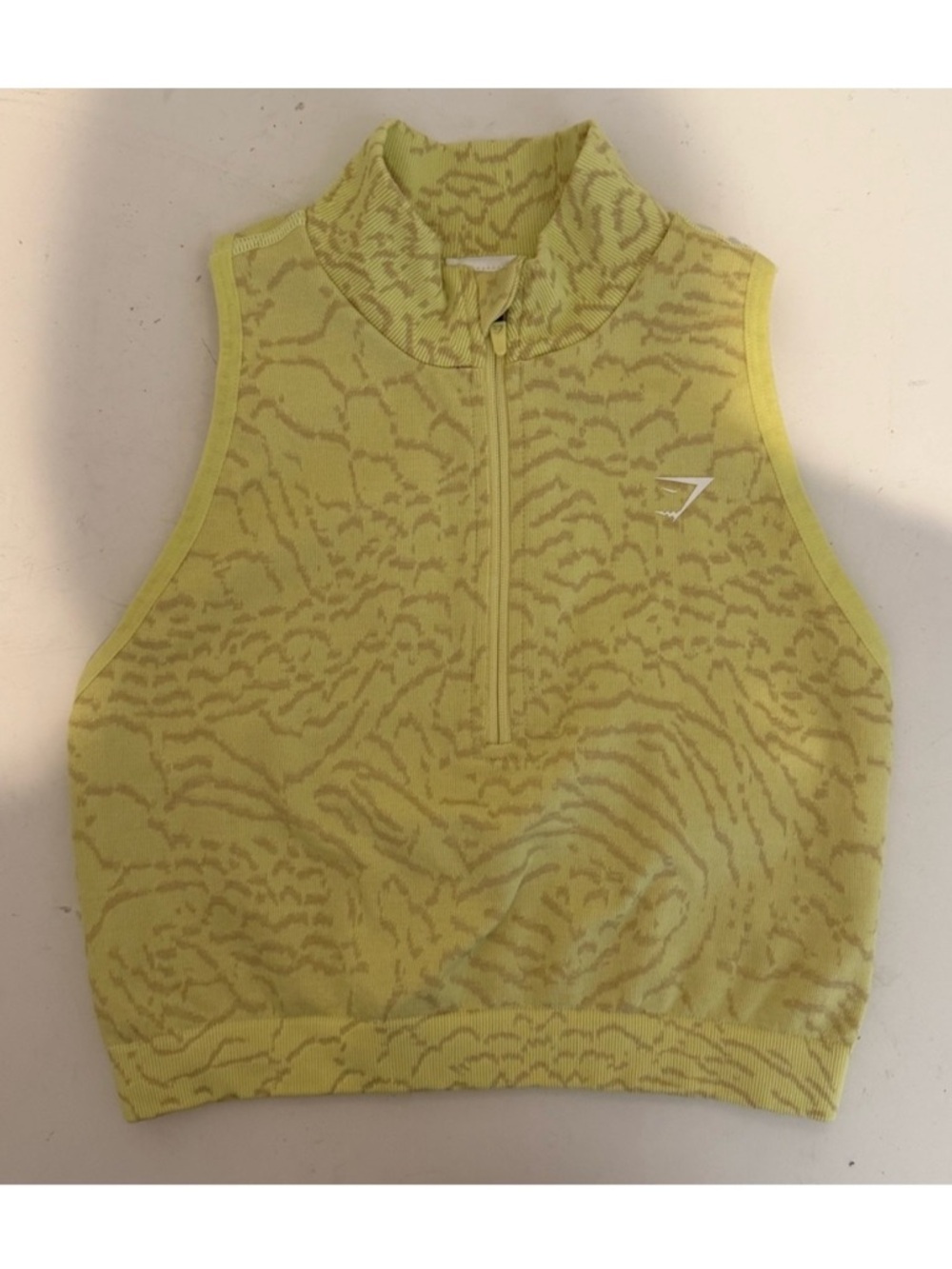 Gymshark Adapt Animal 1/2 Zip Crop Racerback Tank Top Firefly Yellow M Medium